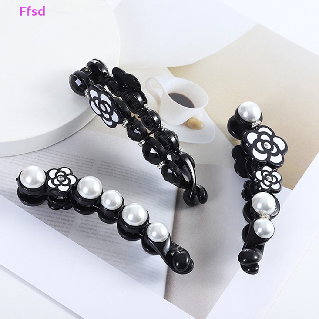 1 Kẹp Tóc Đuôi Ngựa Đính Hoa Trà Và Ngọc Trai Thanh Lịch Cho Nữ