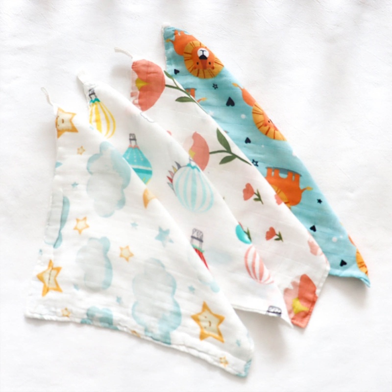 Khăn Lau Mặt Bằng Vải Cotton Tre In Họa Tiết Dễ Thương Cho Bé