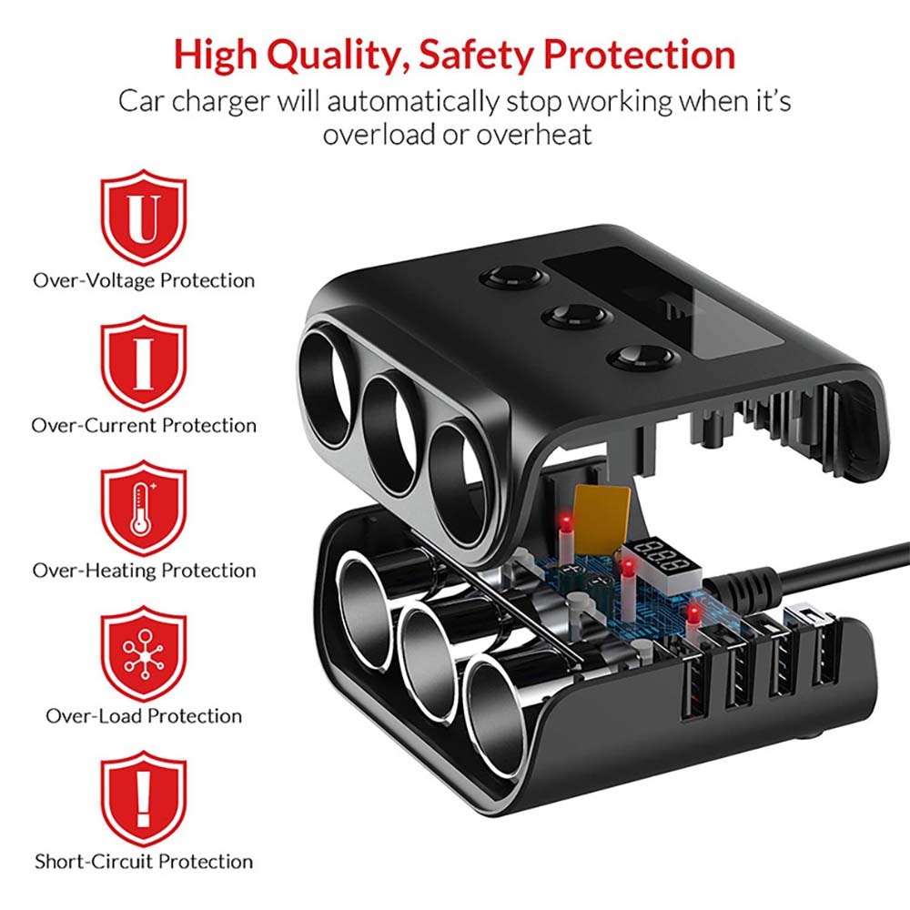 Tẩu Sạc 3 Cổng USB 120W 3.0 12V / 24V DC 8.5A 4 Cổng USB Cho Xe Hơi