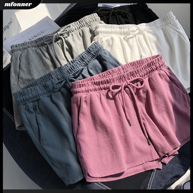 Quần Short Thể Thao Lưng Cao Dáng Rộng Co Giãn Tốt Thời Trang Mùa Hè Cho Nữ