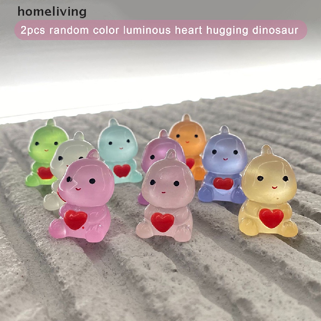 Bộ 2 Khủng Long Hoạt Hình Bằng Nhựa Resin Dạ Quang Trang Trí Xe Hơi