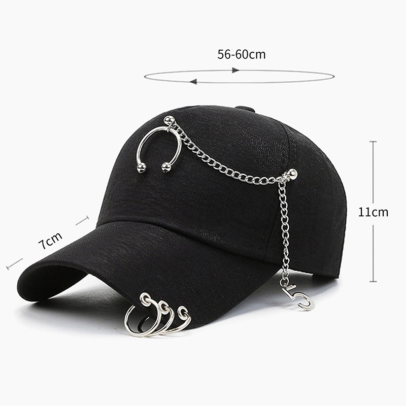 Mũ Lưỡi Trai Màu Đen Phối Dây Xích Phong Cách Hip Hop Thời Trang Mùa Hè Cho Nam Và Nữ