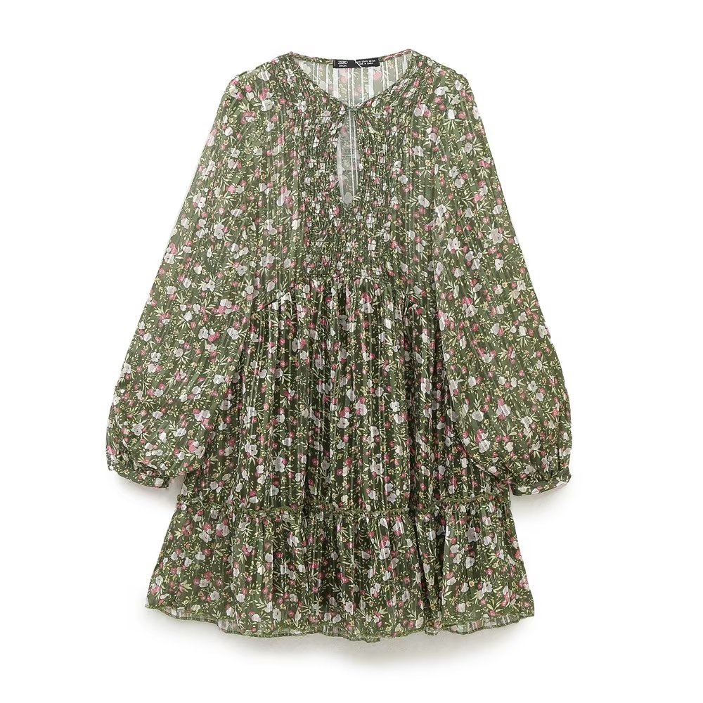 Đầm Zara In Họa Tiết Hoa Cây Cỏ 23 Cột Dây Ngực Phong Cách Âu Mỹ Thời Trang Cho Nữ