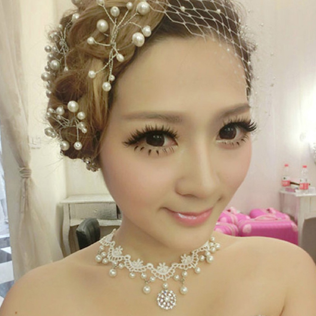 Vòng Cổ Choker Phối Ren Đính Ngọc Trai Giả Xinh Xắn Cho Nữ