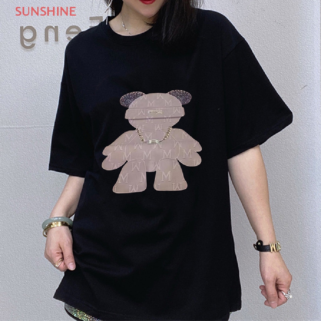 CAGJB Áo Thun phông Nữ Tay Ngắn In Hình Gấu Trẻ Trung Bông ngắn tay áo T-shirt Cartoon in thiết kế Sense Top