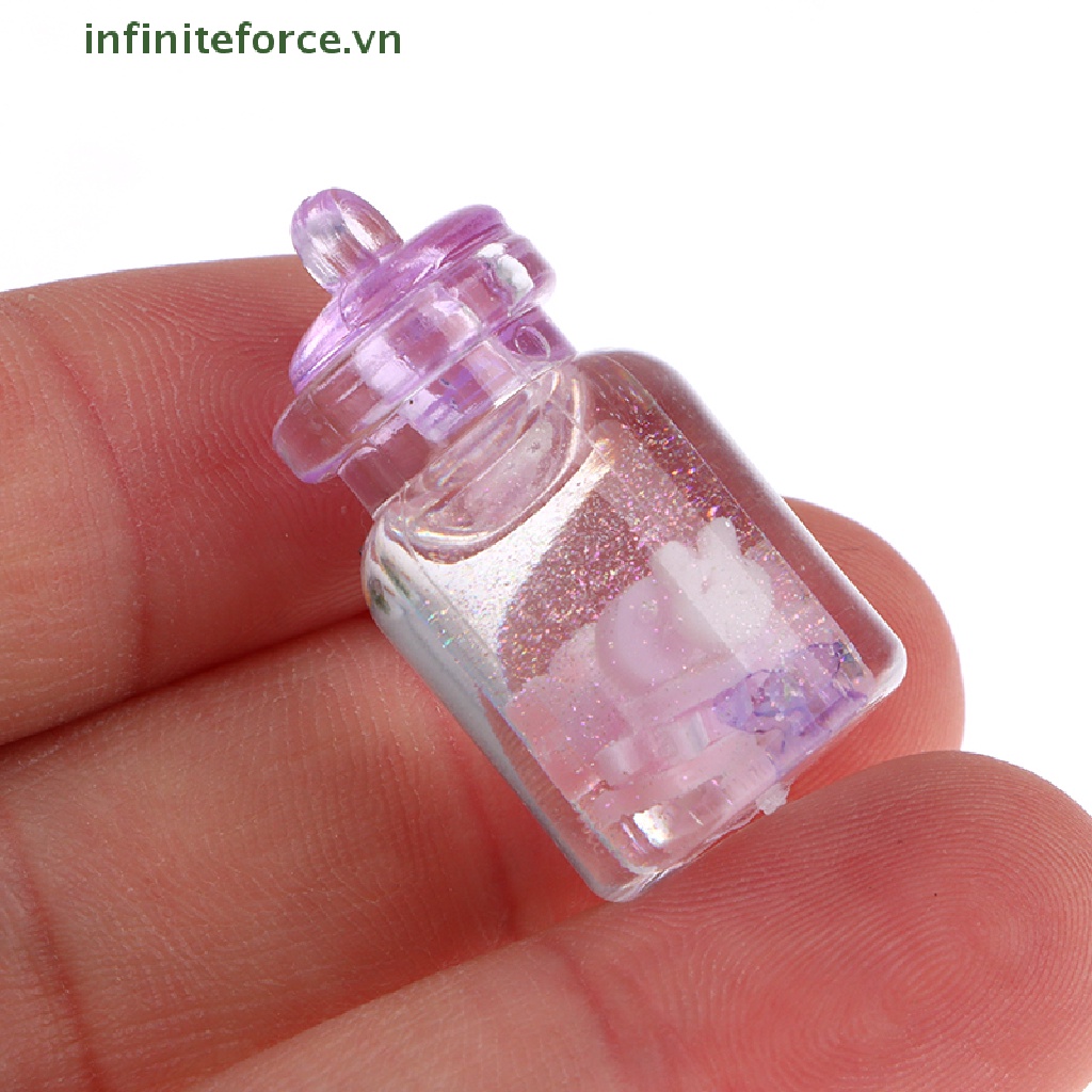 Set 10 Mặt Dây Chuyền Resin Phát Sáng DIY Hình Chai Nước Hoạt Hình Đáng Yêu