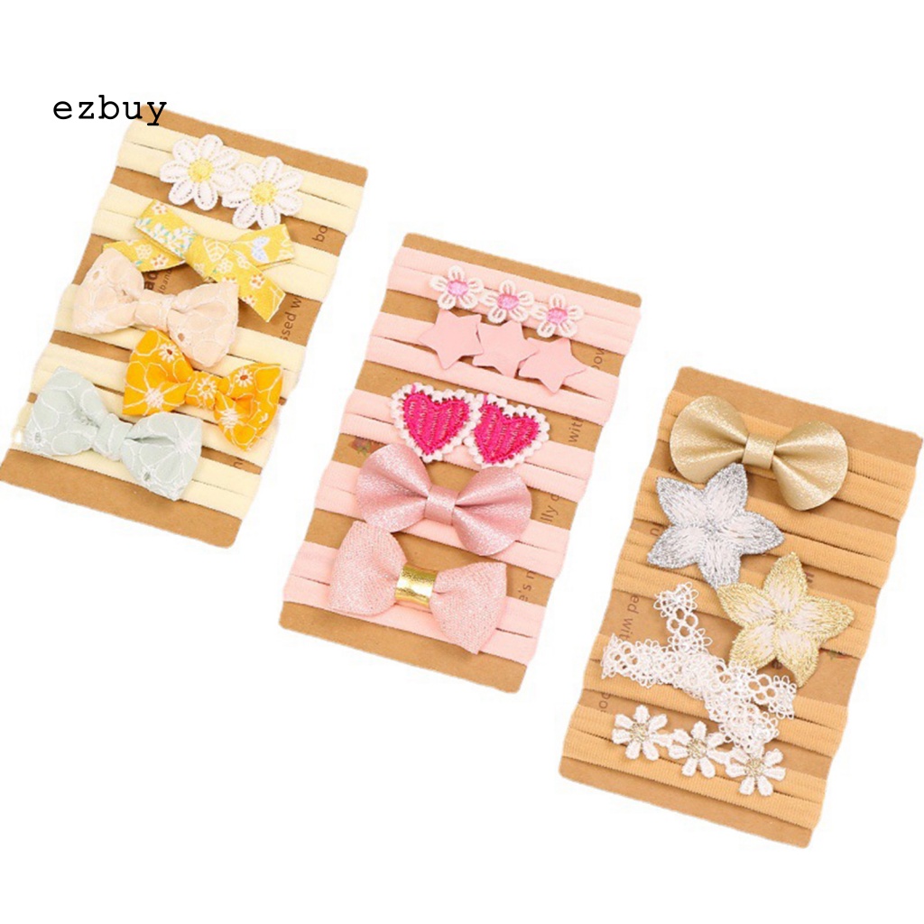 Bộ 5 Băng Đô Mềm Mại Đính Hoa Trang Trí Dành Cho Bé Gái