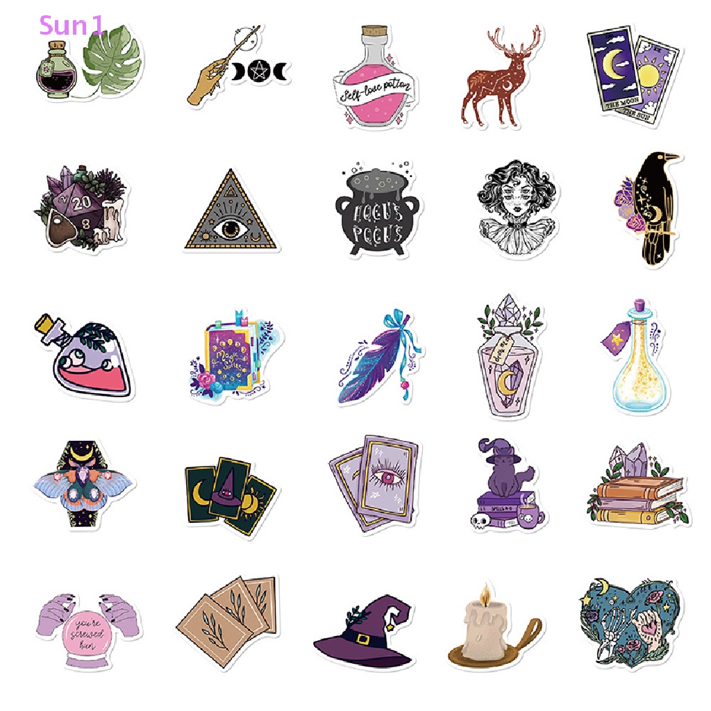 Set 50 Miếng Dán Chống Thấm Nước Trang Trí Phong Cách Retro