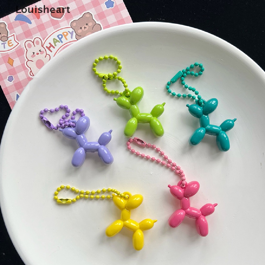 Móc Khóa Hình Chú Chó Và Bong Bóng Louisheart Mini Màu Kẹo Dễ Thương