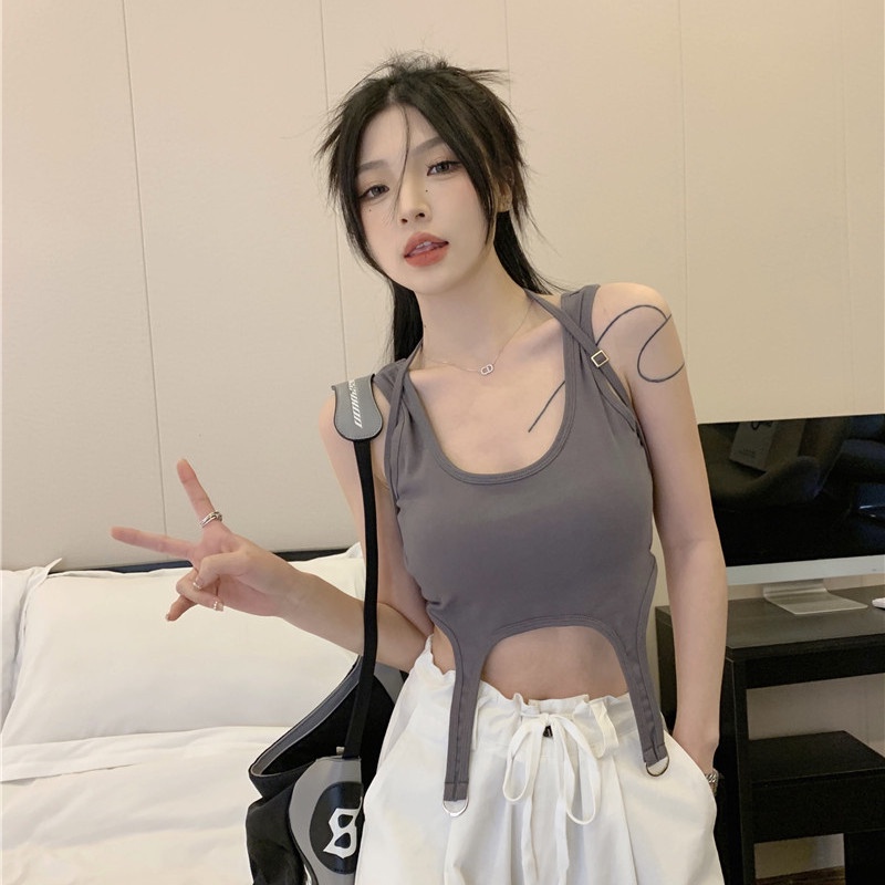 COZOK Áo Croptop Sát Nách Màu Trơn Quyến Rũ Hợp Thời Trang