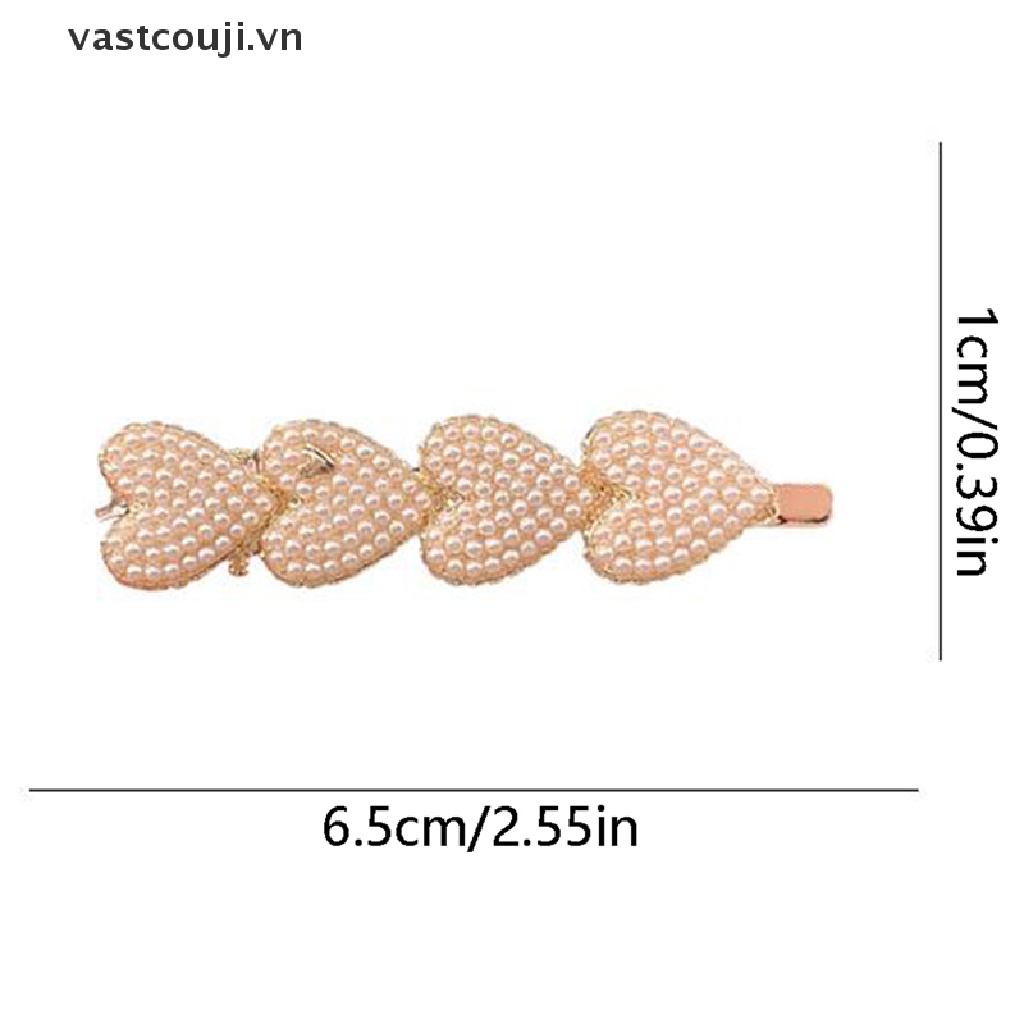 Kẹp Tóc Đính Hạt Ngọc Trai Hình Trái Tim Phong Cách Hàn Quốc Ngọt Ngào