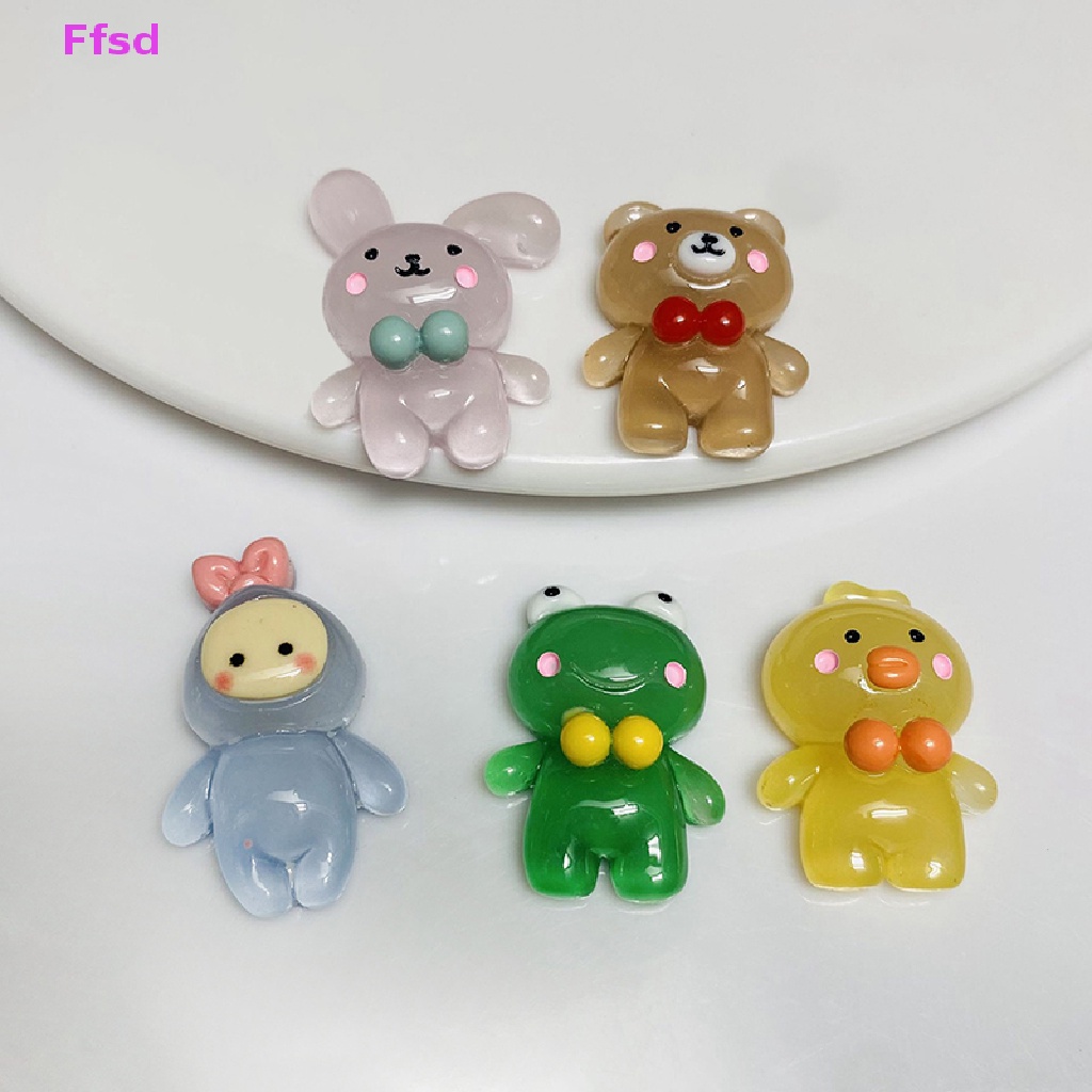 Bộ 5 Mô Hình Đồ Chơi Động Vật / Vịt / Thỏ / Gấu Dạ Quang Thủ Công Dễ Thương Trang Trí Thu Nhỏ DIY