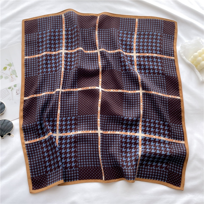 Khăn Choàng Cotton Lanh Mỏng Hình Vuông Nhỏ Họa Tiết Hàng Ngàn Chú Chim Kiểm Tra Bằng Tay Đa Năng Bảo Vệ Chống Nắng