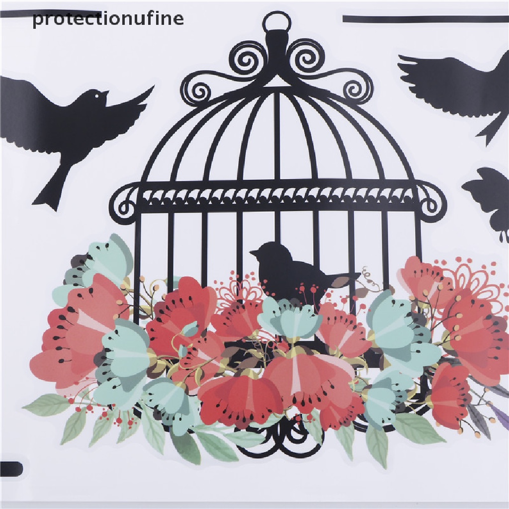 Giấy Dán Tường PR3VN Họa Tiết Lồng Chim Và Hoa Nhiều Màu Sắc Trang Trí Phòng