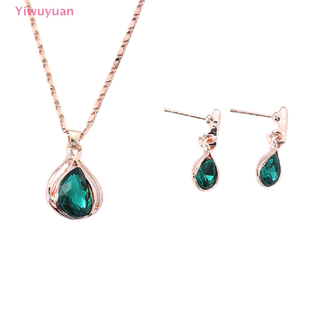 < Yiwuyuan > Bộ Vòng cổ Và Bông Tai Hình Học Giọt Nước Màu Xanh Dương Zhihai Sáng Tạo Phong Cách Âu Mỹ Thích Hợp Làm Quà Tặng Đám Cưới