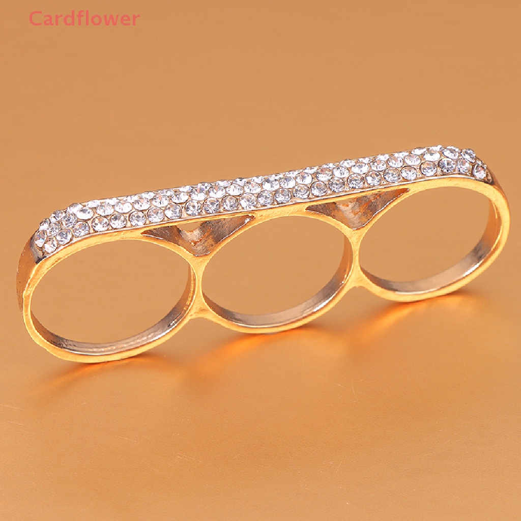 < Cardflower > Nhẫn Đeo Ba Ngón Tay Đơn Giản Bằng Thép Không Gỉ Thời Trang Làm Quà Tặng Trang Sức