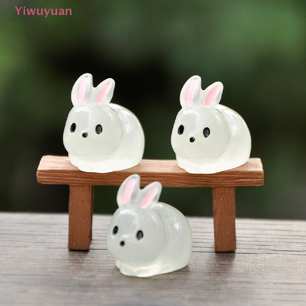 5 Thỏ Trắng Phát Sáng Trang Trí Tiểu Cảnh Mới