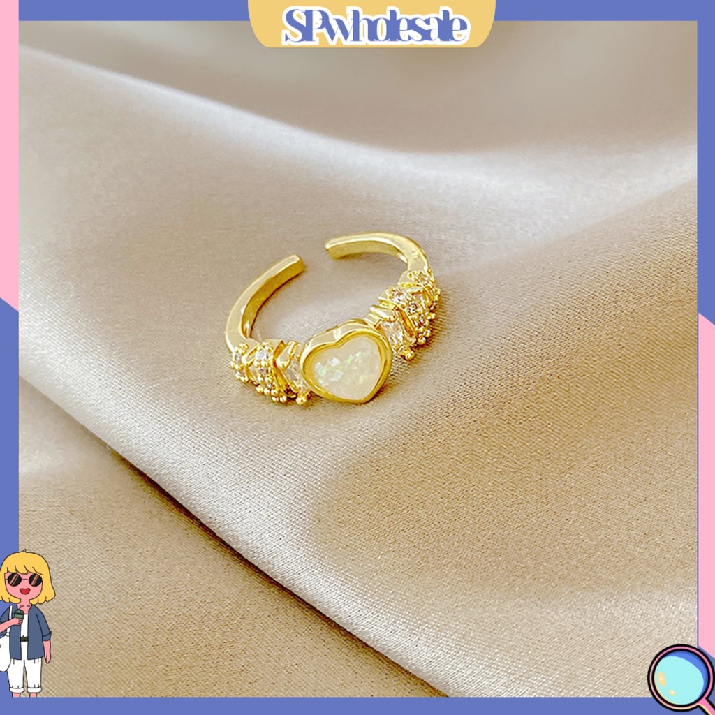 <SPwholesale> Nhẫn Hở Đính Đá Hình Trái Tim Phong Cách Retro Thời Trang Cho Nữ