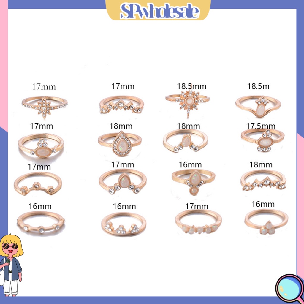 <SPwholesale> Set 16 Nhẫn Đeo Khớp Ngón Tay Phong Cách Bohemian