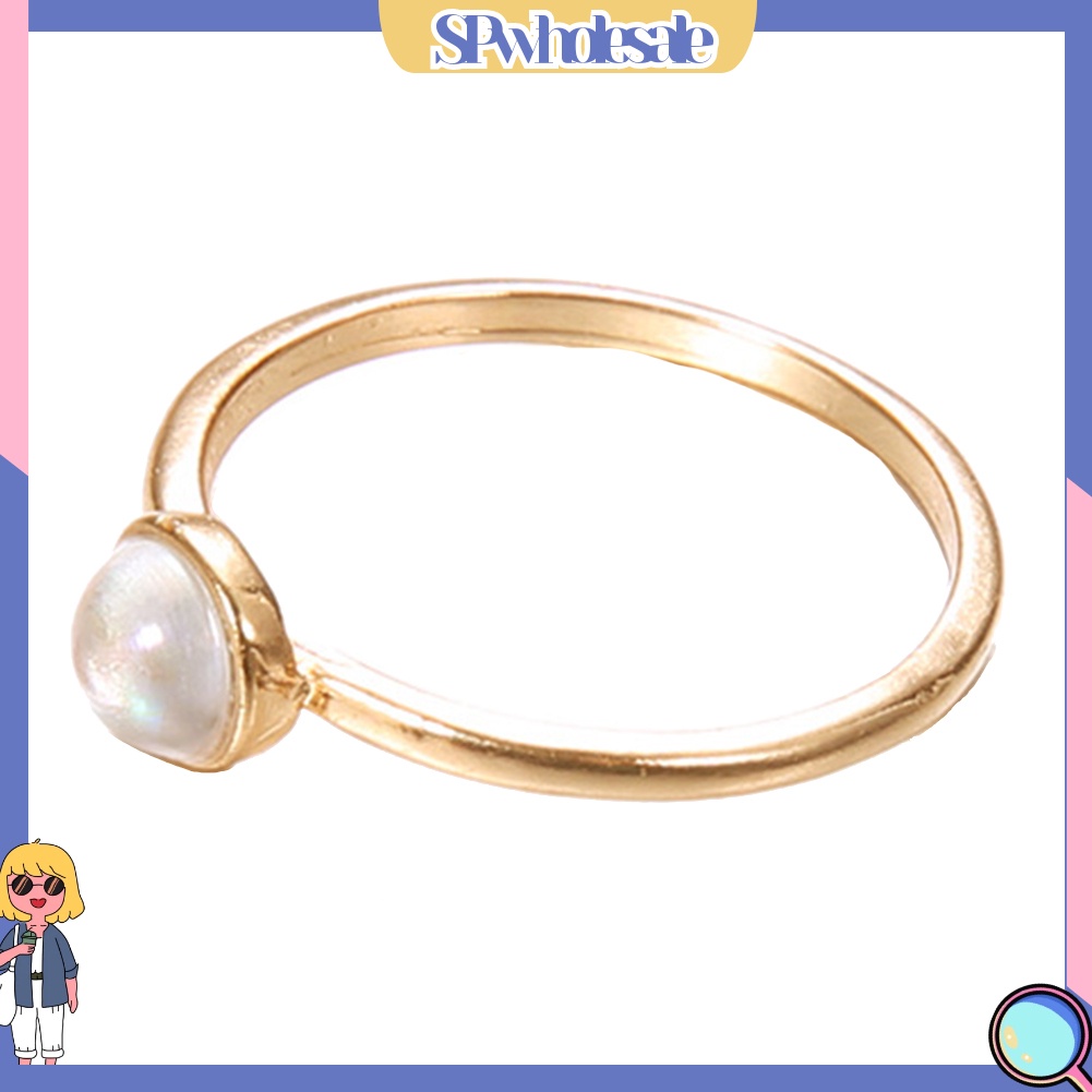 <SPwholesale> Nhẫn Mỏng Đính Ngọc Trai Giả Thanh Lịch Cho Nữ