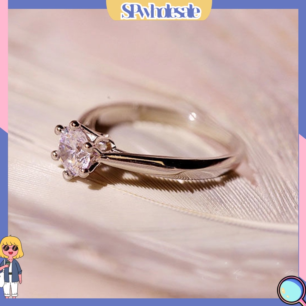 <SPwholesale> Nhẫn Đính Đá Sáng Bóng Cao Không Phai Màu Trang Trí Đám Cưới Cho Nữ