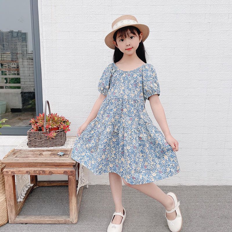 Đầm Công Chúa Chất Liệu Cotton Nguyên Chất Tay Phồng Dễ Thương Thời Trang Mùa Hè Cho Bé Gái
