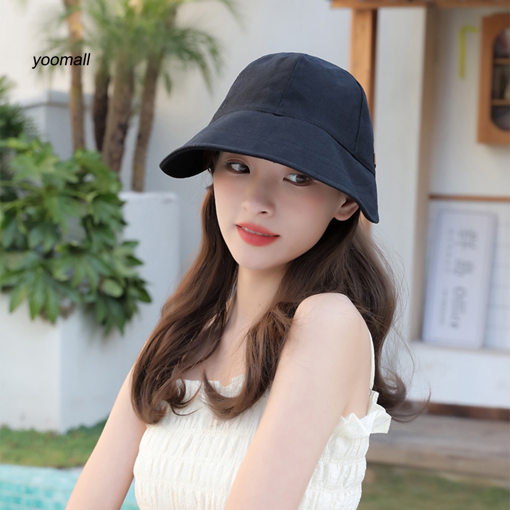 / Yo / Mũ Tai Bèo Rộng Vành Che Nắng Màu Trơn Có Thể Gấp Gọn Dùng Ngoài Trời