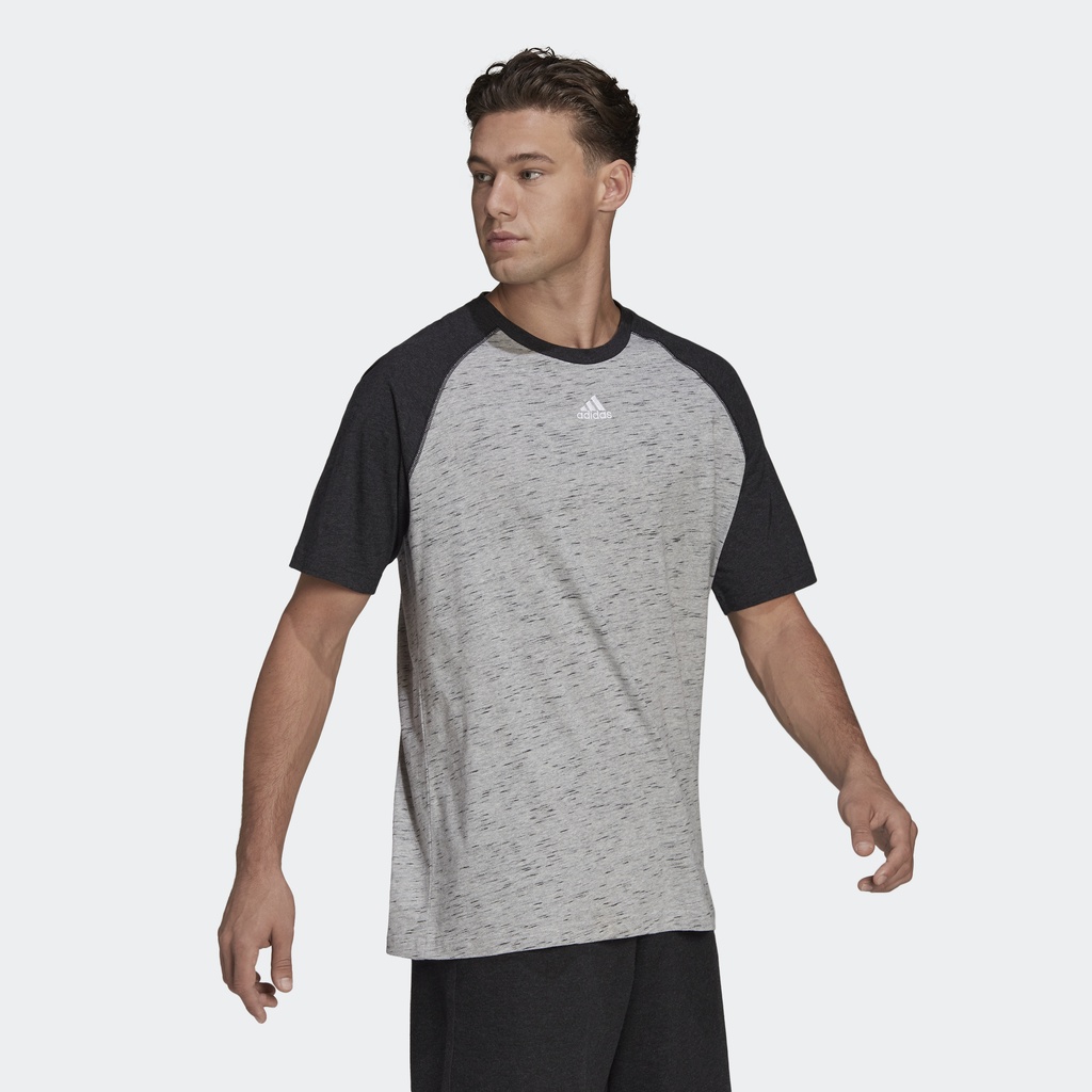 Adidas Phong cách sống Áo Thun Tay Raglan Mélange Essentials Nam Xám HE1796