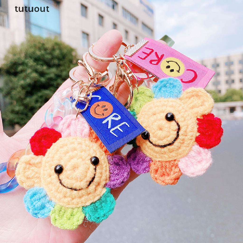 Móc Khóa Hình Hoa Hướng Dương Đan Len Thủ Công Dễ Thương Sáng Tạo Cho Nam Và Nữ