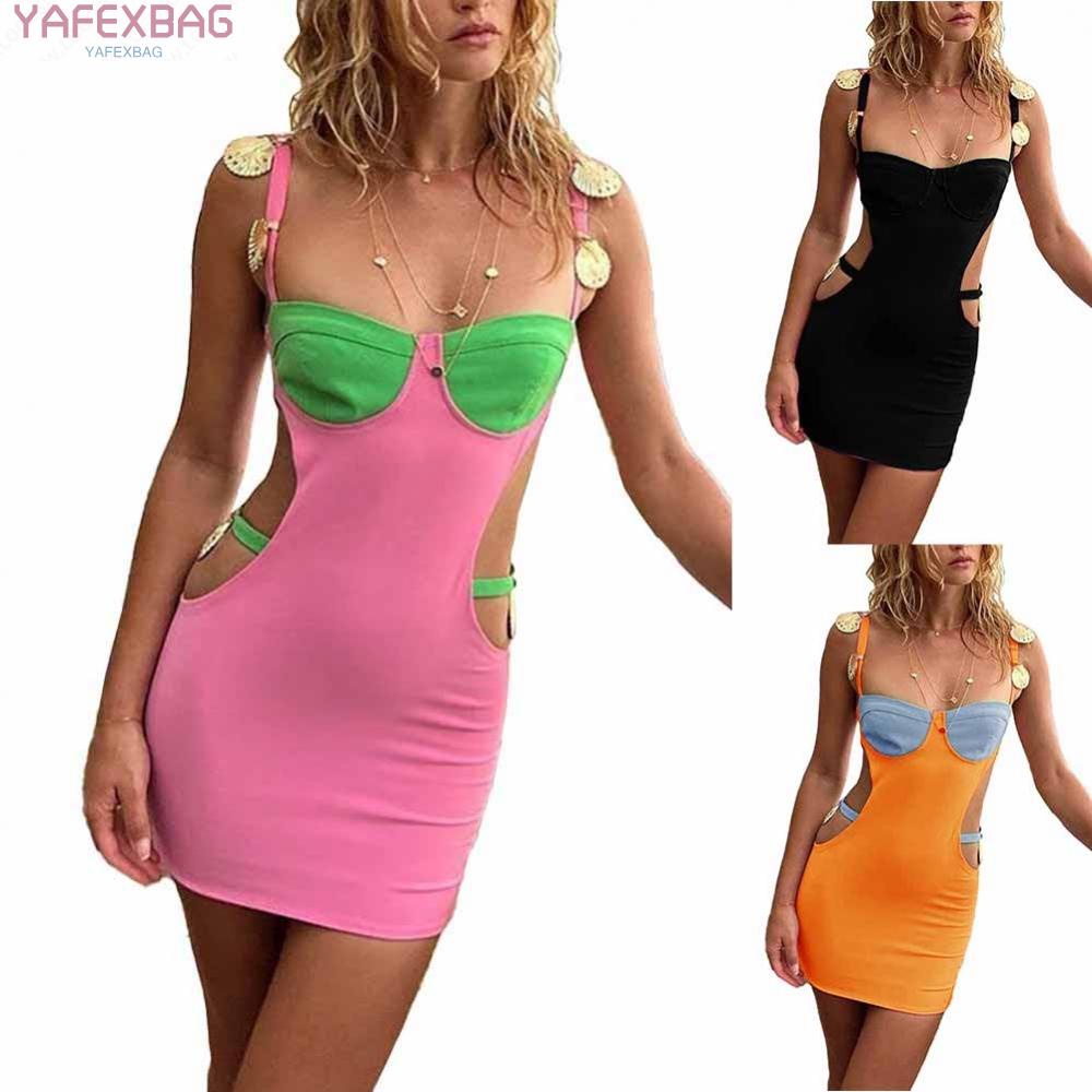 Female Stitching Strap Tight Women Zip Bodycon Breathable Elegant Hollow