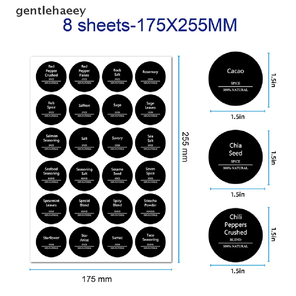Bộ 192 Nhãn Dán Đánh Dấu Gia Vị Hình Tròn 1.5 inch