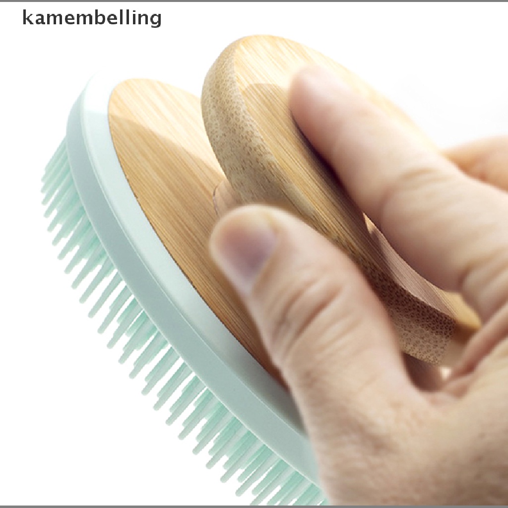 Kamembelling Bàn Chải Silicon Với Tay Cầm Bằng Tre Mềm Mại Tiện Dụng Khi Tắm