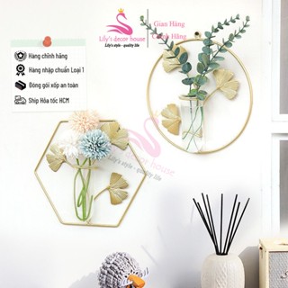 Bình Hoa thủy tinh khung Sắt trang trí nhà cửa Lily's decor house Treo tường decor phòng khách tặng kèm đinh