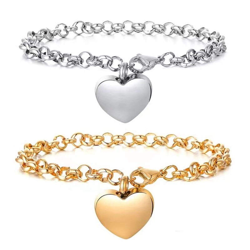 Ygt Vòng Tay Charm Hình Trái Tim Đơn Giản Bằng Thép Không Gỉ Tùy Chỉnh DIY Cho Thanh Thiếu Niên Nữ