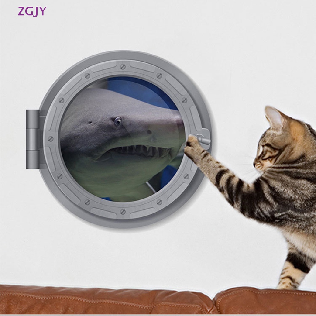 Sticker Dán Tường Nhà Tắm Chống Thấm Nước Hình Cá Mập Dưới Nước Độc Đáo Mới