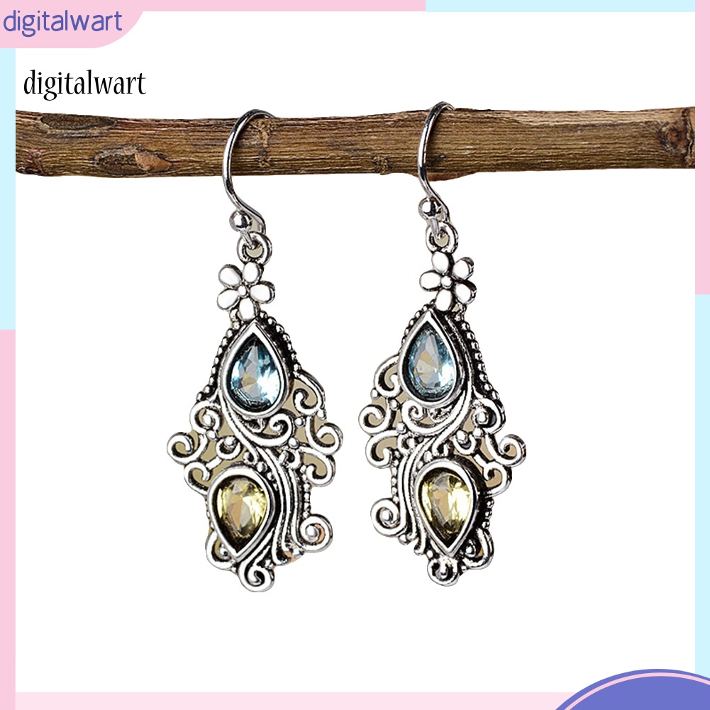 Kỹ Thuật Số| Bông Tai HợP Kim HìNh GiọT NướC ĐíNh Đá Vintage