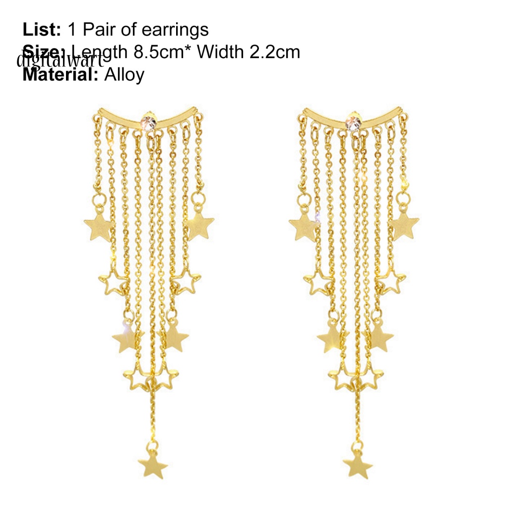 Kỹ Thuật Số| 1 Đôi Bông Tai Hình Ngôi Sao Năm Cánh Dát Đá Thời Trang Hàng Ngày