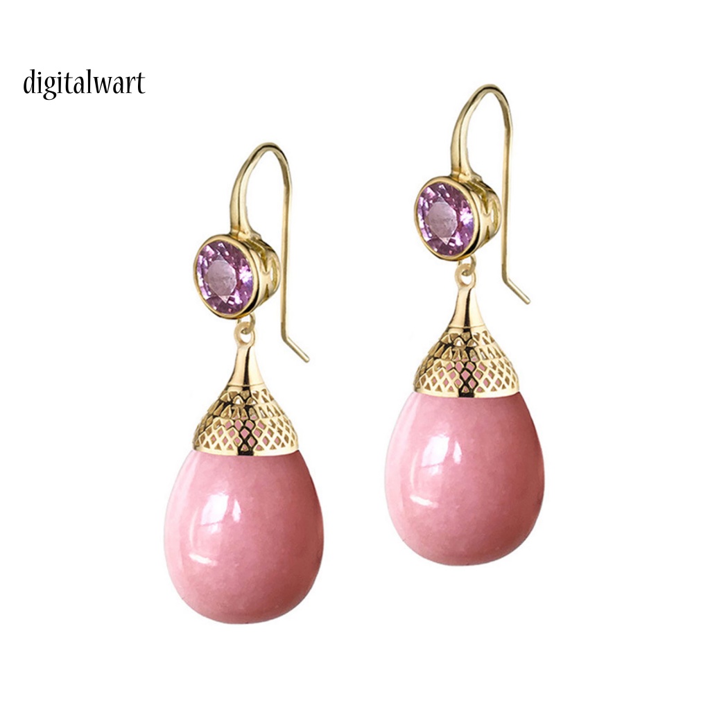 Kỹ Thuật Số| 1 Đôi Bông Tai Hình Giọt Nước Trong Suốt Đính Đá Phong Cách Retro Dành Cho Nữ