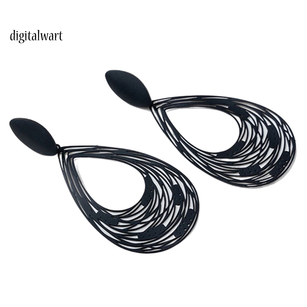 Kỹ Thuật Số| 1 Đôi Bông Tai Dáng Dài Màu Đen Nhám Phong Cách Retro