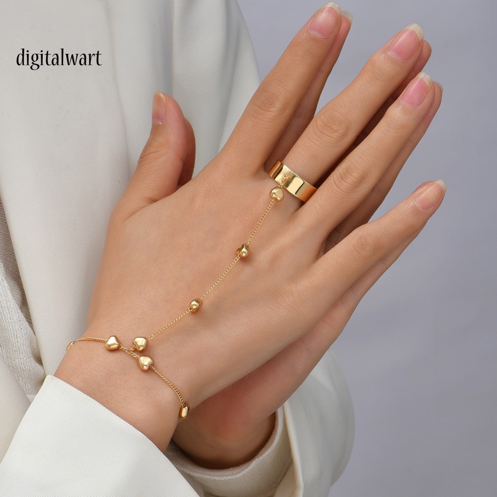 Kỹ Thuật Số| Bộ Trang Sức Nhẫn / Vòng Đeo Tay Bằng Hợp Kim Màu Trơn Hình Trái Tim Xinh Xắn Cho Nữ