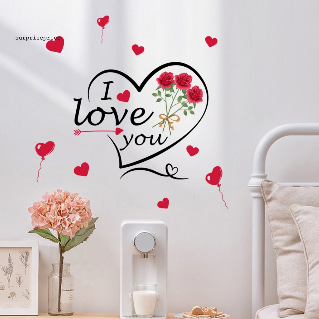 Sticker PVC Dán Tường Tự Dính Chống Nước In Chữ I Love You Dùng Trang Trí Nhà Cửa