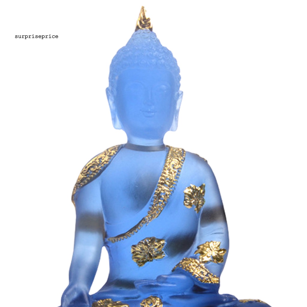 Tượng Phật Ngồi Trong Suốt Bằng Nhựa Resin Tinh Khiết Màu Xanh Dương Dành Cho Vườn Nhà