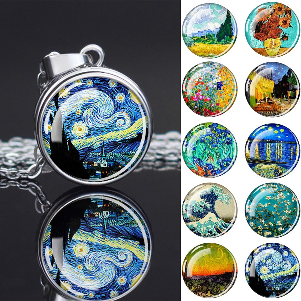 Vòng cổ Mặt Tranh Sơn Dầu Van Gogh Có Thể Tháo Rời Thời Trang Unisex
