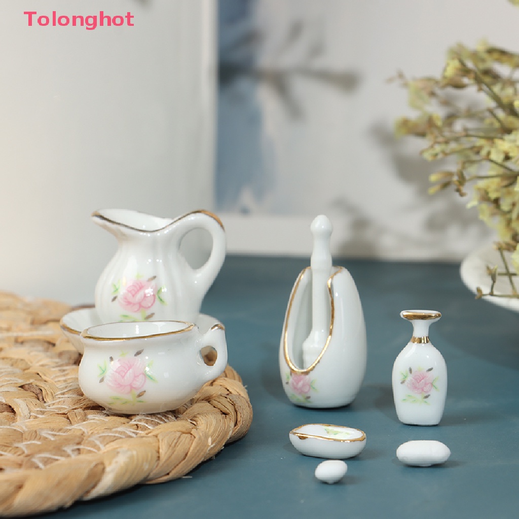 Set 8 Chai Đựng Xà Phòng Bằng Sứ Tỉ Lệ 1 / 12 Trang Trí Nhà Búp Bê