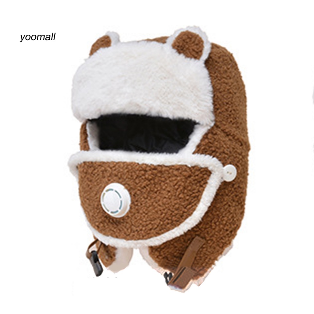 Mũ Lông Cừu Giả Che Mặt Giữ Ấm Chống Gió Mùa Đông Kèm Van Thở