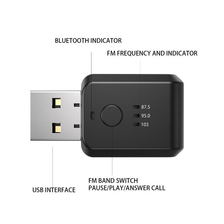 Bộ Thu Tín Hiệu Âm Thanh Fm 5.3 FM01 FM02 Bluetooth Không Dây Cho Xe Hơi