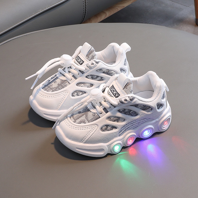 Giày Sneaker Đế Mềm Chống Trượt Có Đèn LED Dạ Quang Thời Trang Mùa Thu 2023 Dành Cho Bé Trai Và Bé Gái