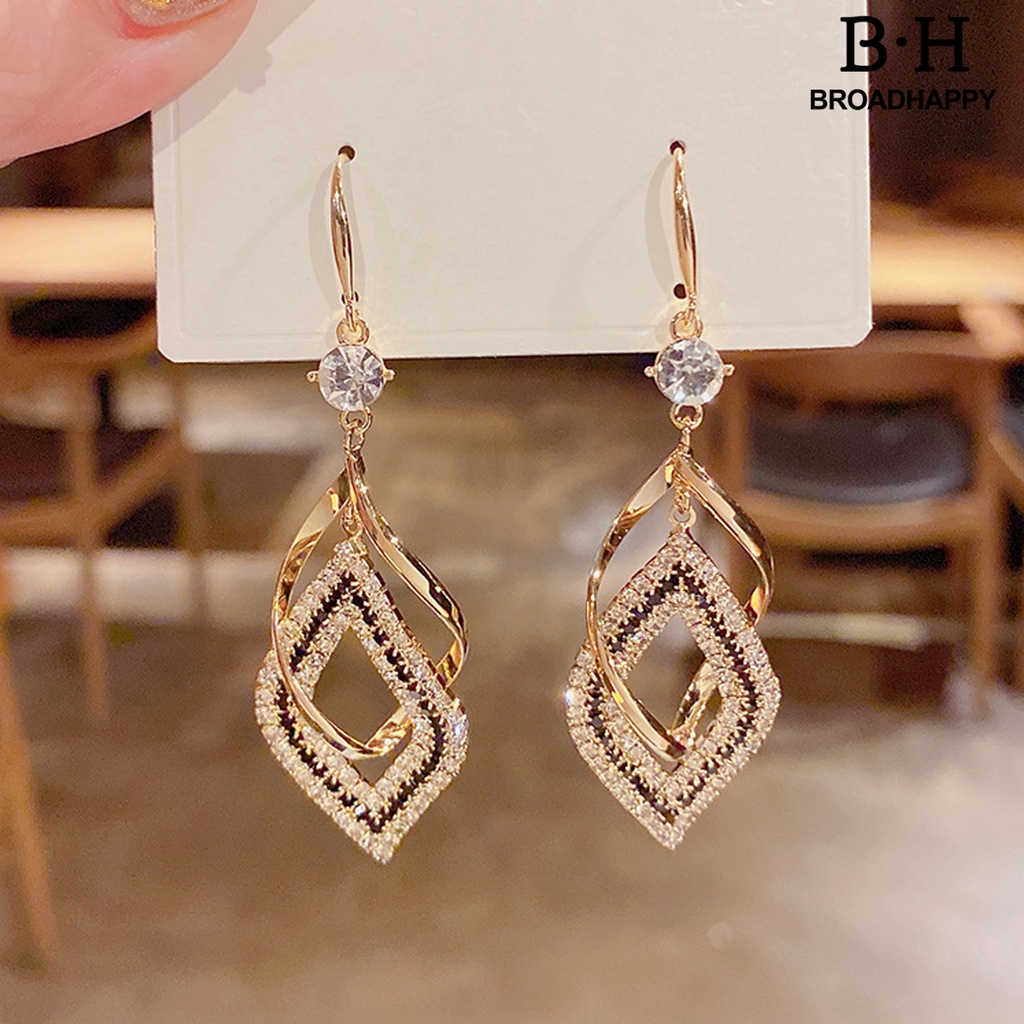 1 Đôi Bông Tai bh.g Đính Đá Thời Trang Vintage Dành Cho Nữ