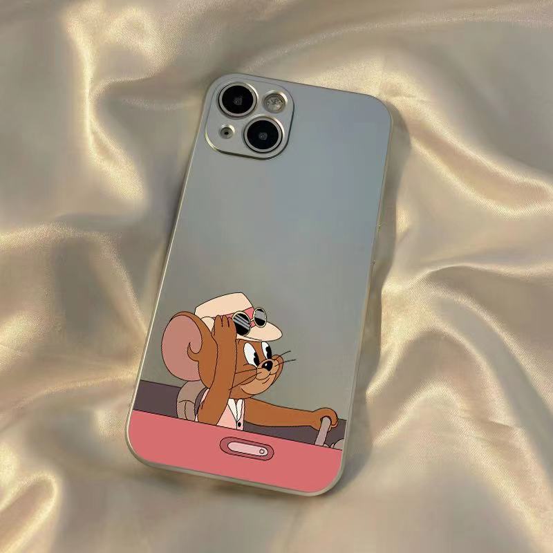Ốp Điện Thoại Silicon TPU Mềm Mạ Điện Hình Mèo Và Chuột Dễ Thương Cho IPhone 11 14 13 12 Pro XS Max XR X 8 7 6S Plus
