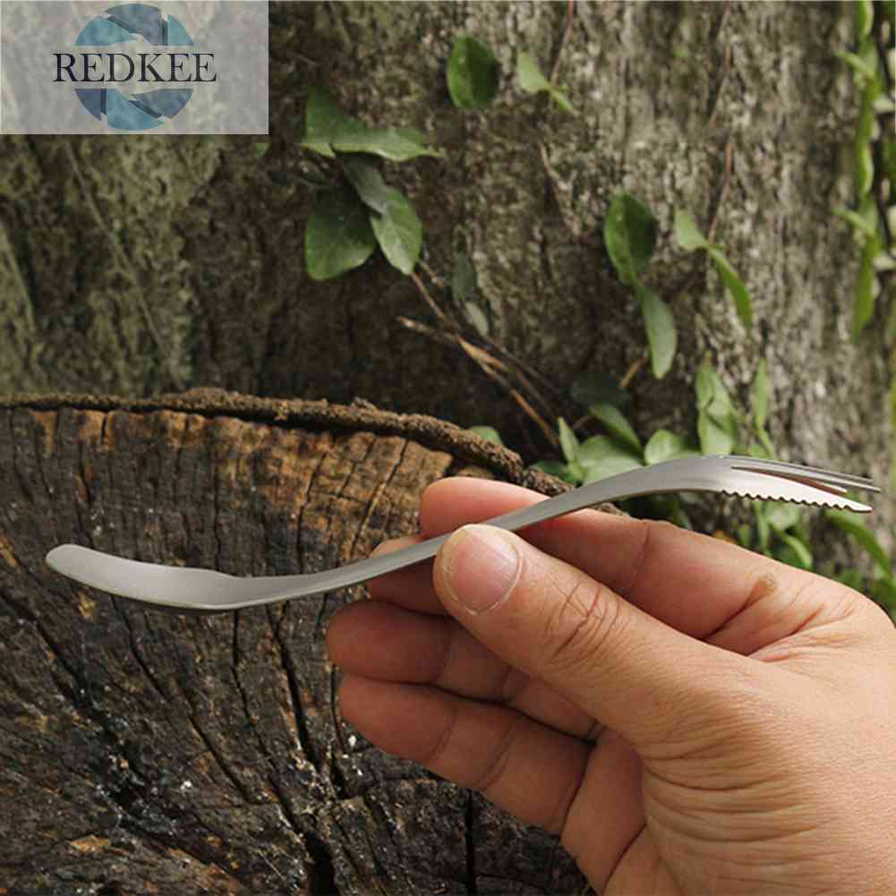 Bộ Muỗng Nĩa 3 Trong 1 Bằng Titan Dùng Cho Cắm Trại